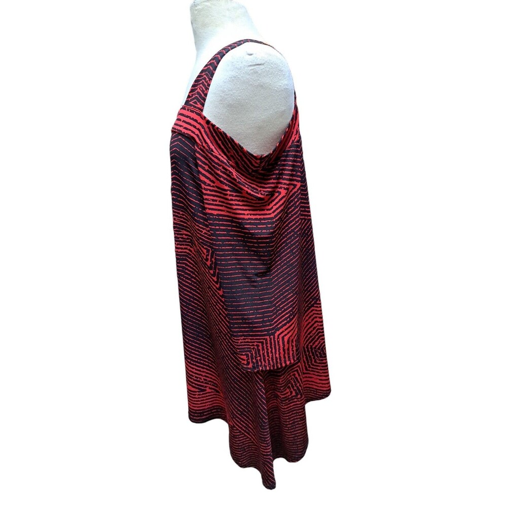 Clara Sun Woo Tunic Top Women XL Cold Shoulder Asymmetrical Artsy Abstract Print - Picture 4 of 7